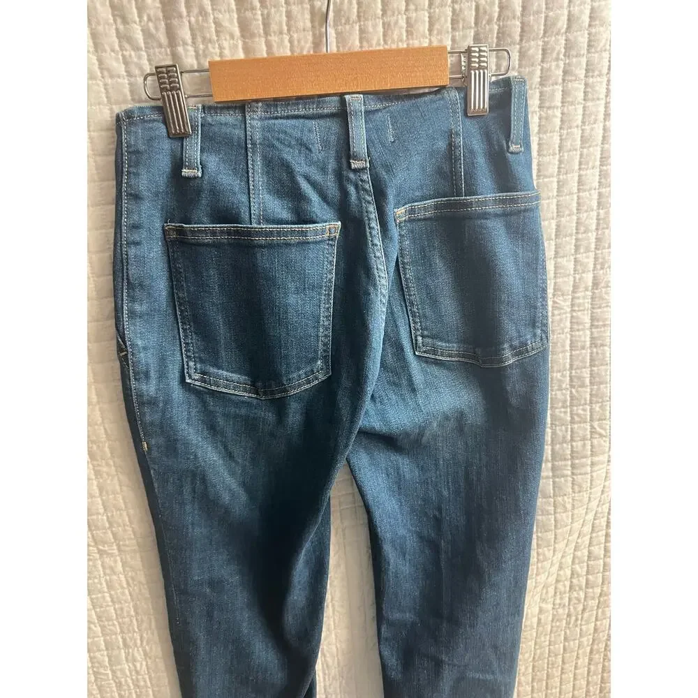 We The Free Free People Skinny Jeans Sz 25 Frayed Hem Gold Stitch